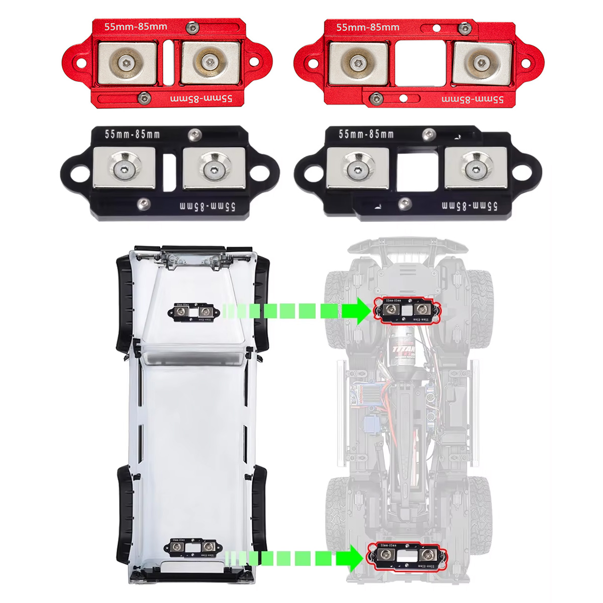 Rc Car Body Shell - 4PCS 55-85 millimetri Magnete Regolabile Corpo
